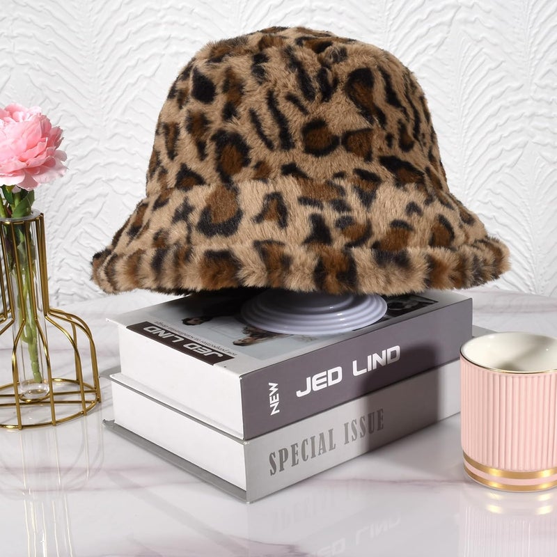 Yonchic Store Winter Soft Faux Fur Plush Bucket Hat, Lovely Fisherman Cap, Fashion Outdoor Thick Warm Sun Cap for Women - Image 5
